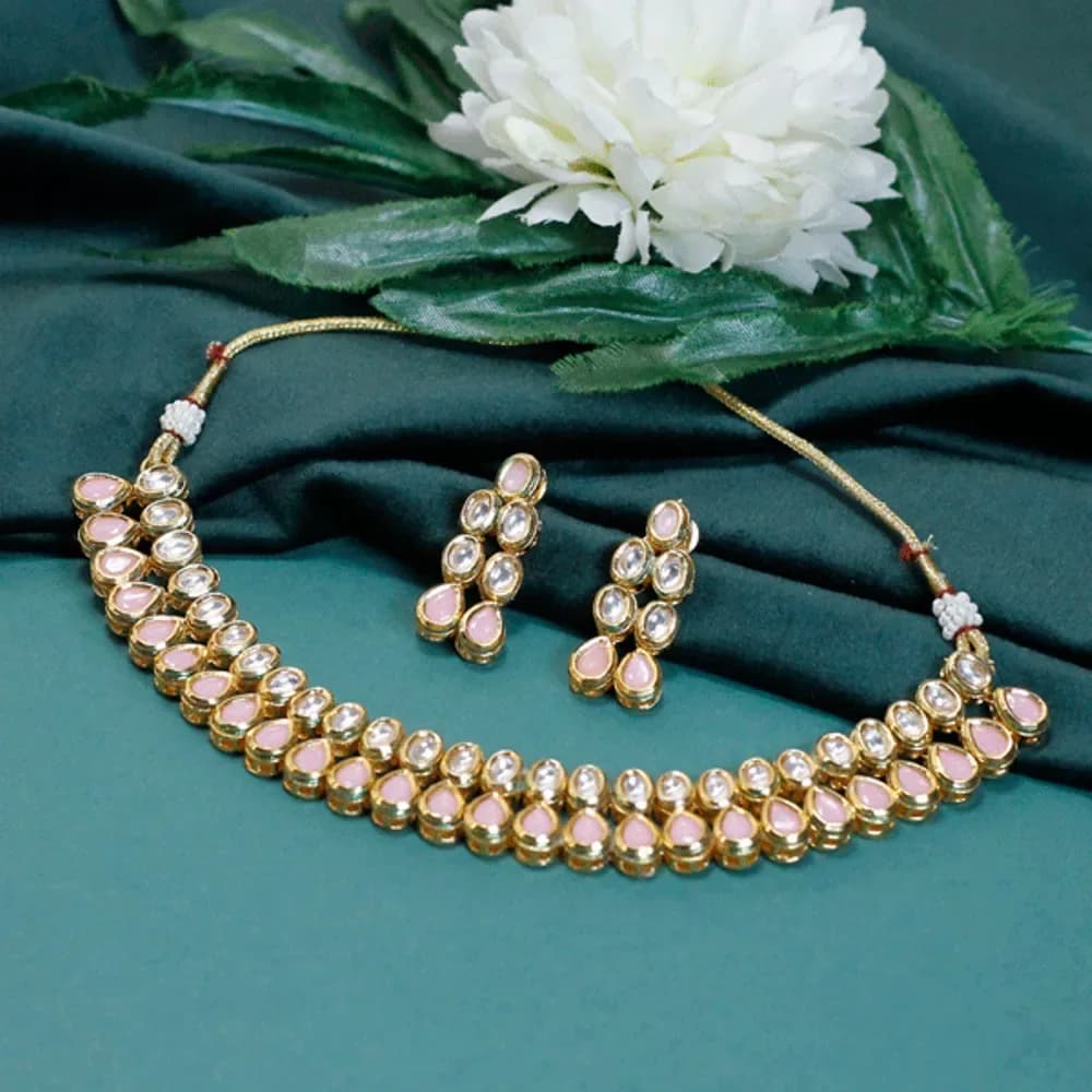 Gulnaar meenakari kundan choker set with earrings
