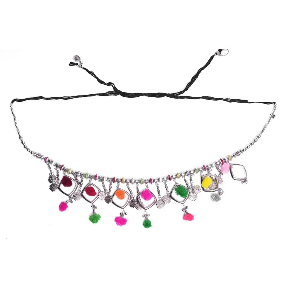 Kesar pompom oxidised kamarbandh